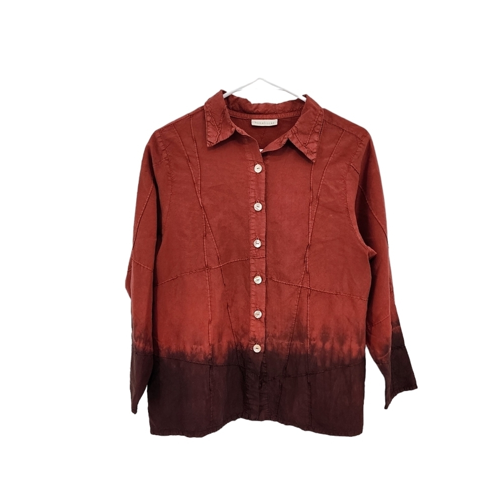 Homefrocks Women's Vintage Ombre Button Down Top